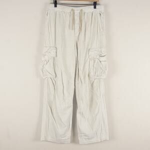 Zara Beige Corduroy Cargo Heavy Straight Leg Cotton Pants Mens Sz M